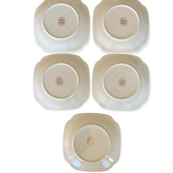 CAMWOOD IVORY Vintage 40’s 50’s Seafood Fruit Veggies Square Luncheon Plates - Picture 2 of 8